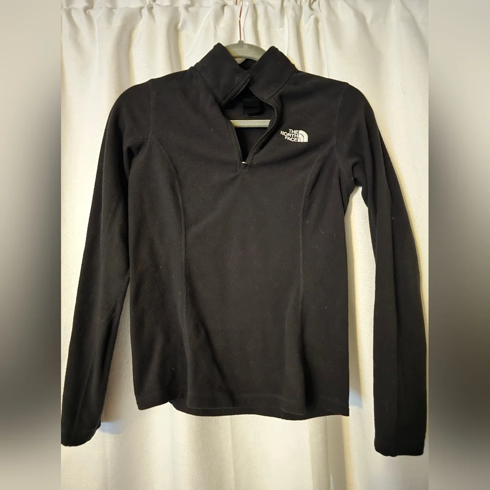 Women's The North Face Black Fleece Pullover Quarter Zip Size XS - Picture 2 of 4